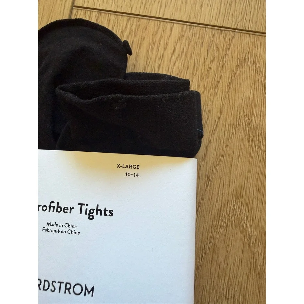 Nordstrom Girls Microfiber Tights Black Size XL 10-14 Opaque Hosiery TT465498KW
